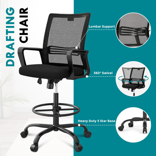 Inbox Zero Jennevy Drafting Chair Tall Home Office Standing Desk